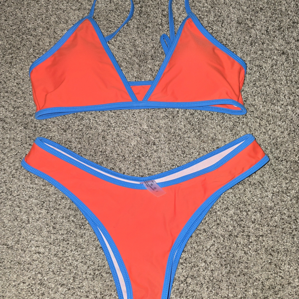 Vibrant Orange and Blue Bikini Set